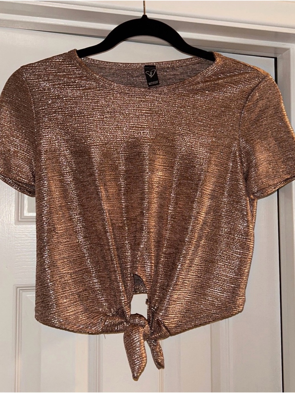Windsor Metallic Bronze Tie-Front Crop Top